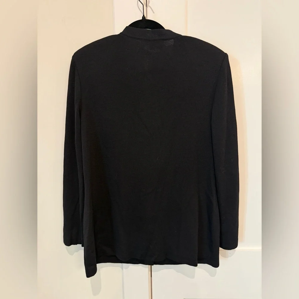 St John Basics Black Knit V-Neck Button Cardigan Sz 8 Quiet Luxury Capsule Chic
